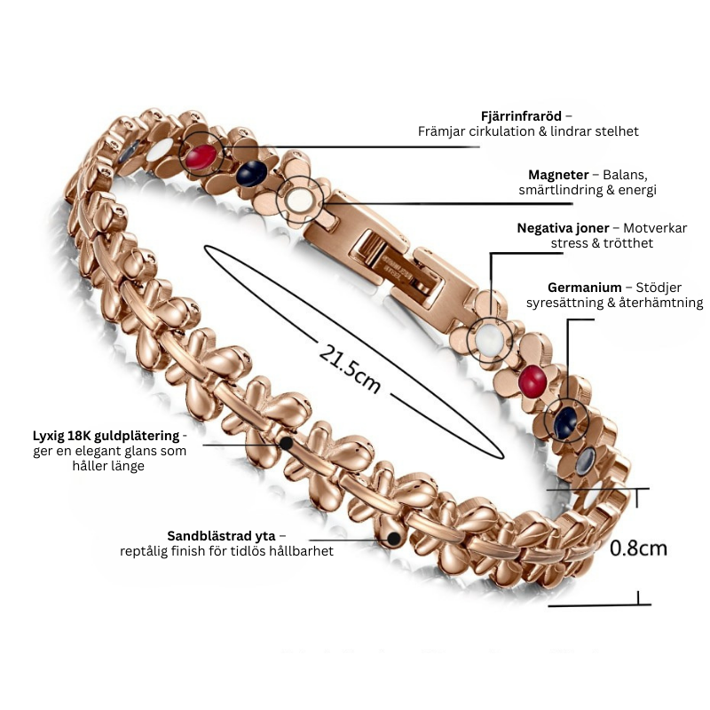 Magnetiskt hälsoarmband med 18K guldplätering