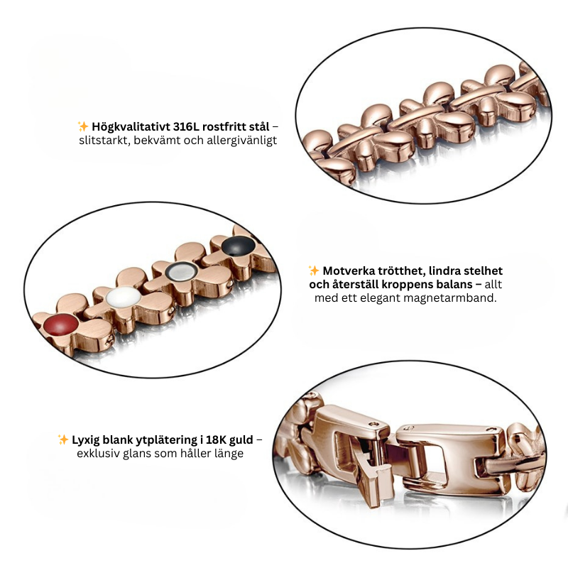 Magnetiskt hälsoarmband med 18K guldplätering