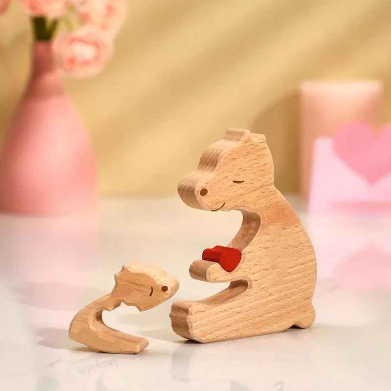 Familjepussel i trä med björnar