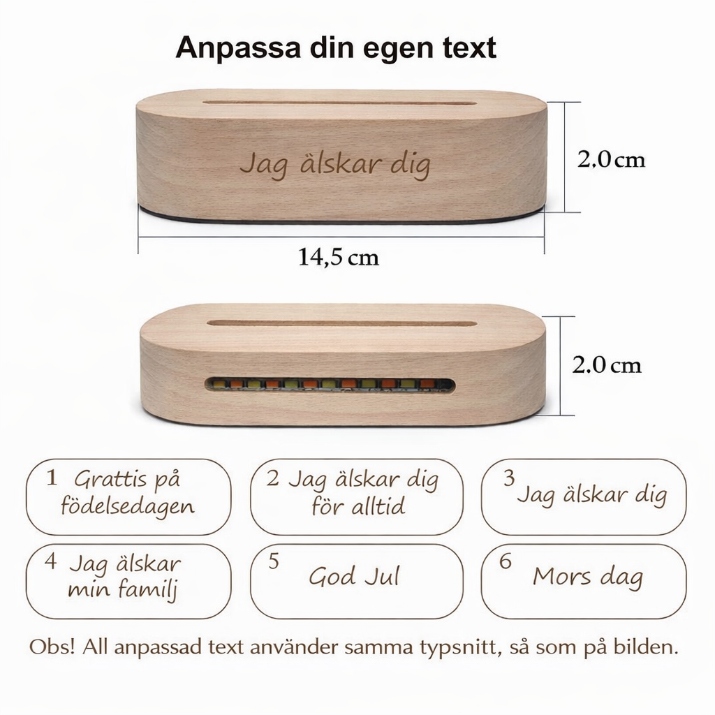 Personlig LED-lampe med foto og gravering