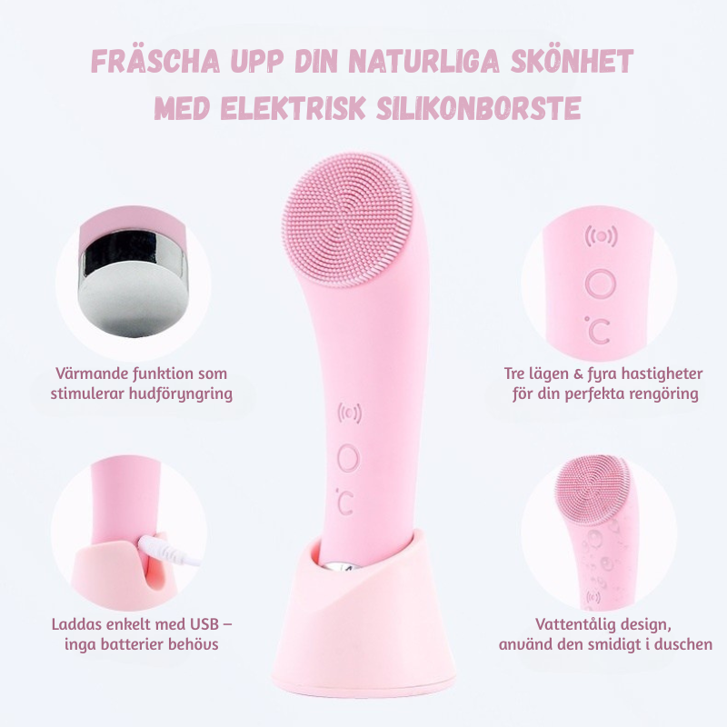 Silikon ansiktsborste – med värme & vibration
